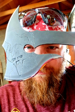 Load image into Gallery viewer, Nordic Inspired High Carbon Steel Viking Hatchet (CUSTOMIZABLE ENGRAVING)