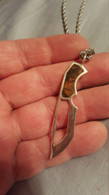Load image into Gallery viewer, 92.5 sterling silver pendant with Corian Inlay on 24 inch snake chain