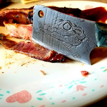 Load image into Gallery viewer, Crocodile freehand engraved high carbon steel Mini Cleaver