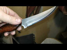 Load and play video in Gallery viewer, Upswept high carbon steel blade with snakewood handle