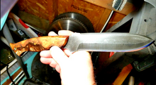 Load image into Gallery viewer, Scrimshaw Timberwolf Spearpoint High Carbon knife hybrid handle material