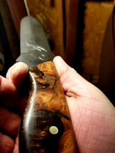 Load image into Gallery viewer, Scrimshaw Timberwolf Spearpoint High Carbon knife hybrid handle material