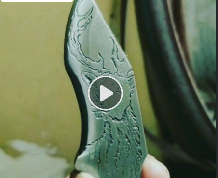 Free hand engraved deer blade on my "Brigham" style tribute blade. Antler handle