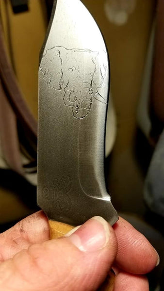 Custom Elephant Engraving Knife with Viking saying