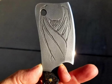 Load image into Gallery viewer, Free Hand Engraved Bat High Carbon Steel Mini Cleaver
