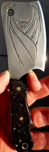 Free Hand Engraved Bat High Carbon Steel Mini Cleaver