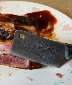 Crocodile freehand engraved high carbon steel Mini Cleaver