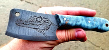 Load image into Gallery viewer, Crocodile freehand engraved high carbon steel Mini Cleaver

