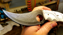 Загрузить изображение в средство просмотра галереи, Dragon Engraved High Carbon Steel  Skinner with Scrimshaw Handle
