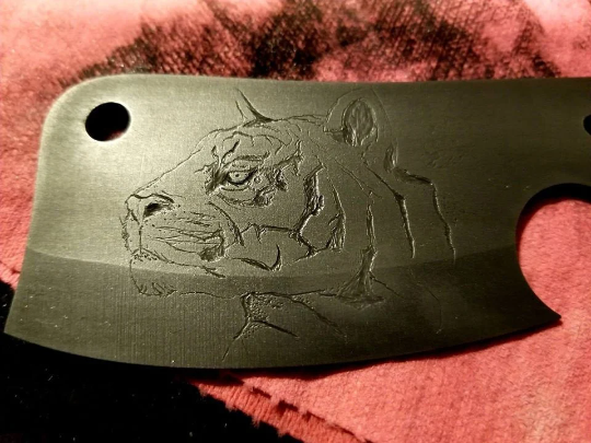 Tiger Engraved High Carbon Steel  Mini Cleaver