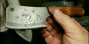 Tiger Engraved High Carbon Steel  Mini Cleaver