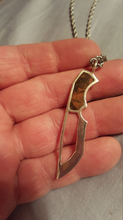 Загрузить изображение в средство просмотра галереи, 92.5 sterling silver pendant with Corian Inlay on 24 inch snake chain
