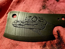 Load image into Gallery viewer, Crocodile freehand engraved high carbon steel Mini Cleaver
