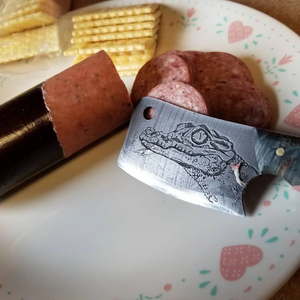 Crocodile freehand engraved high carbon steel Mini Cleaver