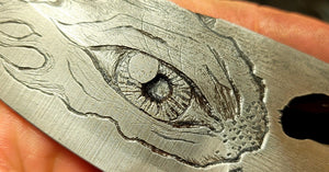 Freehand Engraved Flaming Eye High Carbon Steel