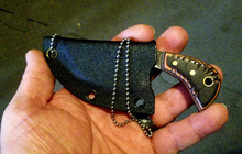 Load image into Gallery viewer, The Piranha high carbon steel with kydex sheath and ball chain necklace
