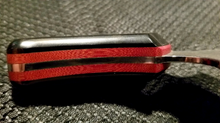 Load image into Gallery viewer, The Fire fighter Brigham High Carbon Steel with Black and Red Paper Micarda
