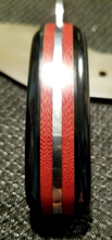 Load image into Gallery viewer, The Fire fighter Brigham High Carbon Steel with Black and Red Paper Micarda
