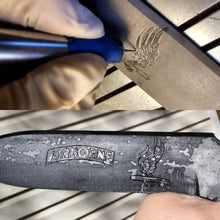 Carregar imagem no visualizador da galeria, Army 173rd Airborne Timberwolf spearpoint high carbon knife (CUSTOMIZABLE TO ANY MILITARY UNIT)
